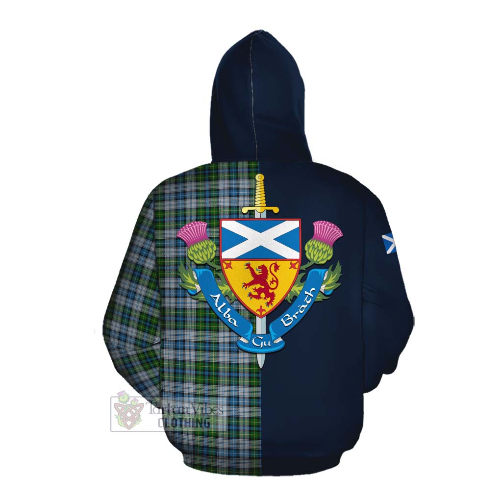 Tartan Vibes Clothing MacNeil (McNeil) Tartan Cotton Hoodie Alba with Scottish Lion Royal Arm Half Style