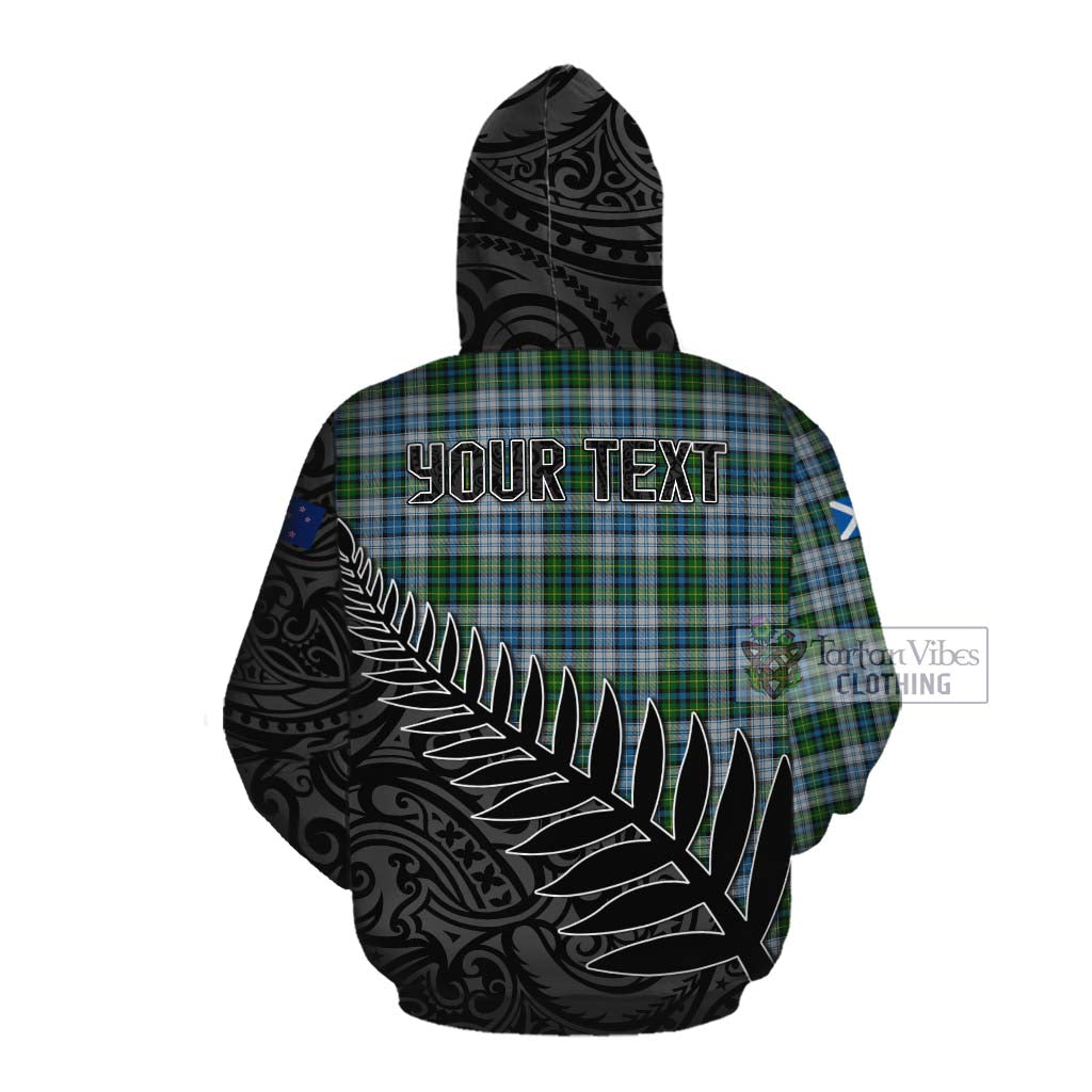 Tartan Vibes Clothing MacNeil (McNeil) Crest Tartan Cotton Hoodie with New Zealand Silver Fern Half Style