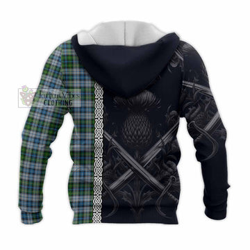 MacNeil (McNeil) Tartan Knitted Hoodie with Family Crest Cross Sword Thistle Celtic Vibes