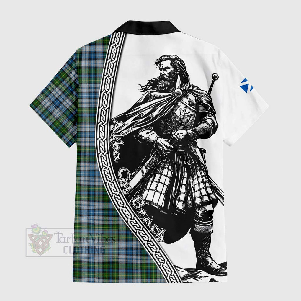 Tartan Vibes Clothing MacNeil (McNeil) Tartan Clan Crest Short Sleeve Button Shirt with Highlander Warrior Celtic Style