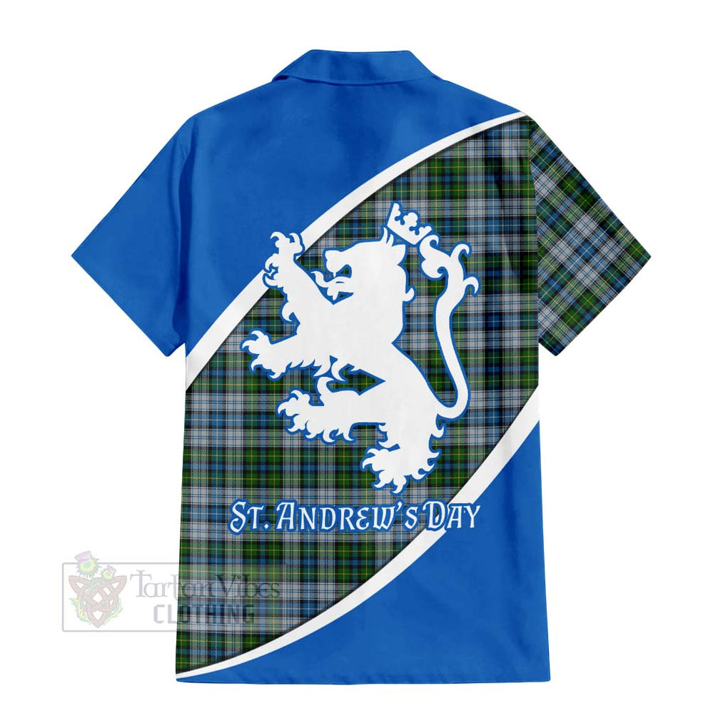 Tartan Vibes Clothing MacNeil (McNeil) Family Crest Tartan Short Sleeve Button Shirt Celebrate Saint Andrew's Day in Style