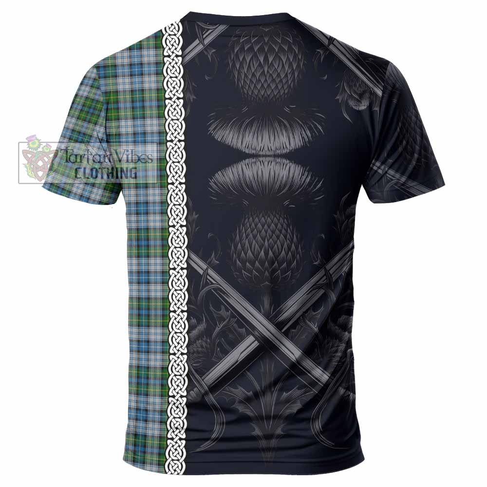 Tartan Vibes Clothing MacNeil (McNeil) Tartan T-Shirt with Family Crest Cross Sword Thistle Celtic Vibes