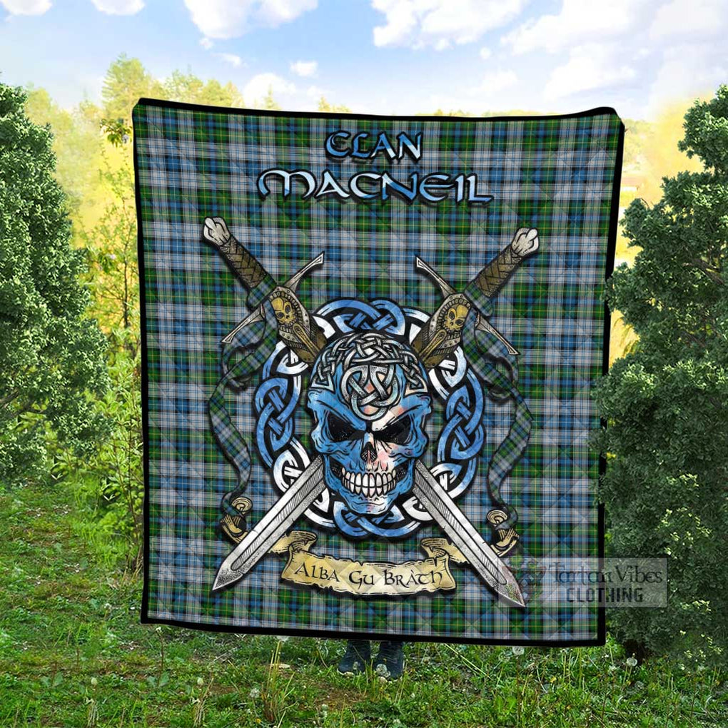 Tartan Vibes Clothing MacNeil (McNeil) Tartan Quilt with Celtic Skull Alba Gu Brath Style