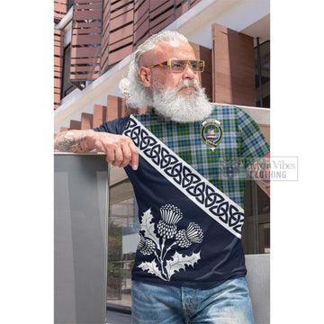 MacNeil (McNeil) Tartan Cotton T-shirt Featuring Thistle and Scotland Map