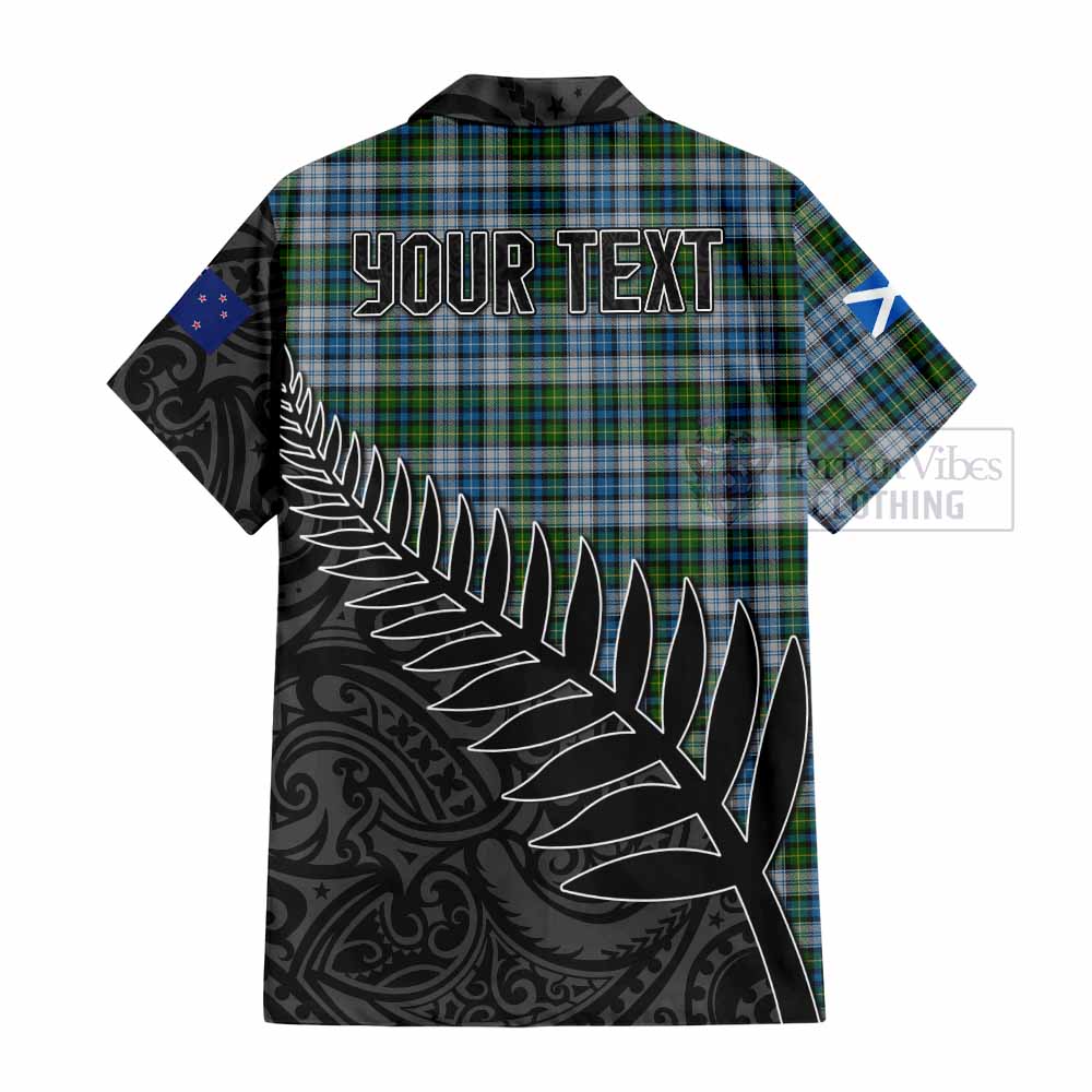 Tartan Vibes Clothing MacNeil (McNeil) Crest Tartan Short Sleeve Button Shirt with New Zealand Silver Fern Half Style