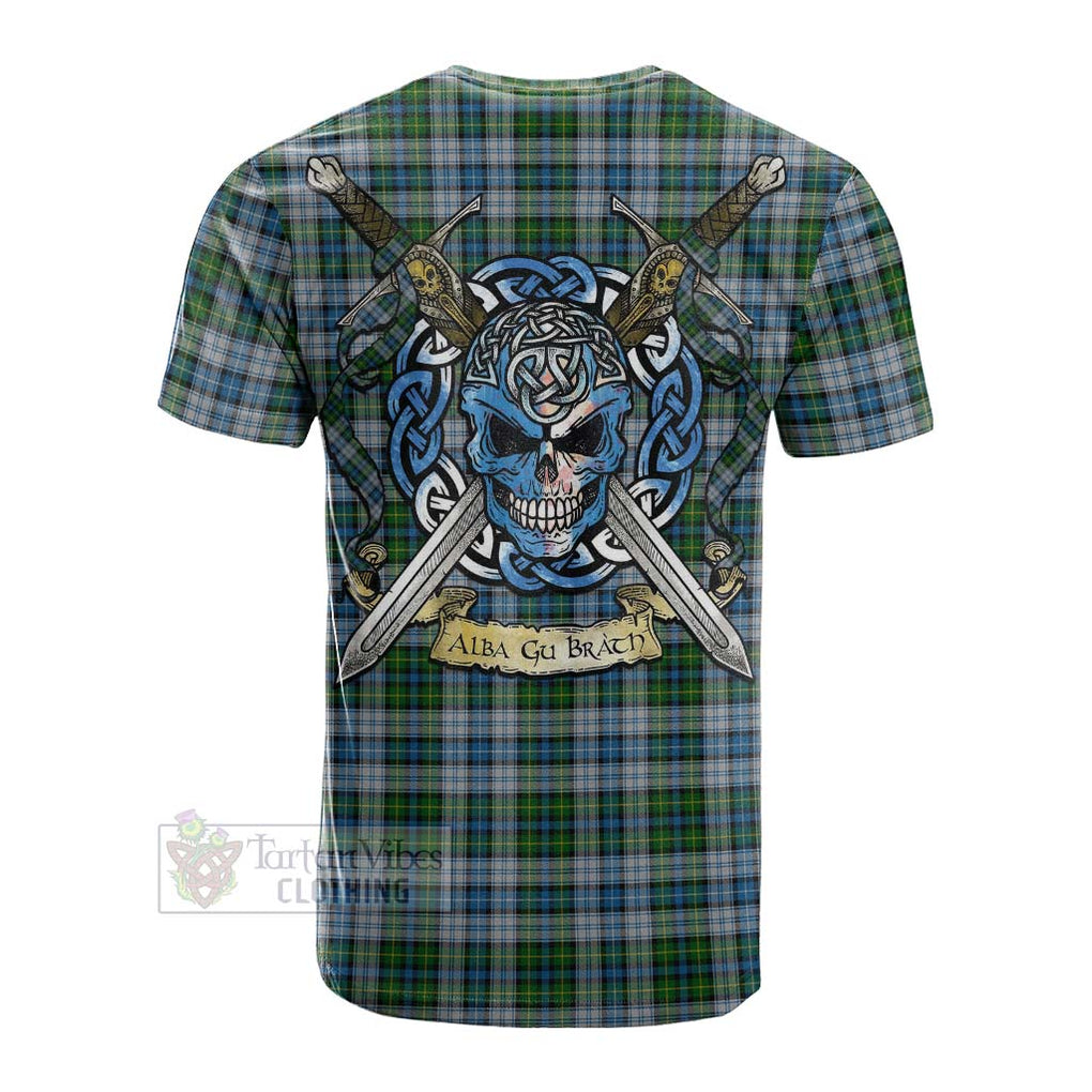 Tartan Vibes Clothing MacNeil (McNeil) Tartan Cotton T-shirt with Family Crest Celtic Skull Style