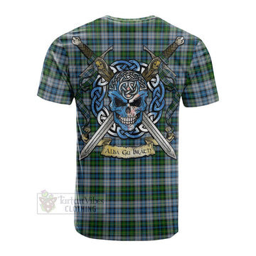 MacNeil (McNeil) Tartan Cotton T-shirt with Family Crest Celtic Skull Style