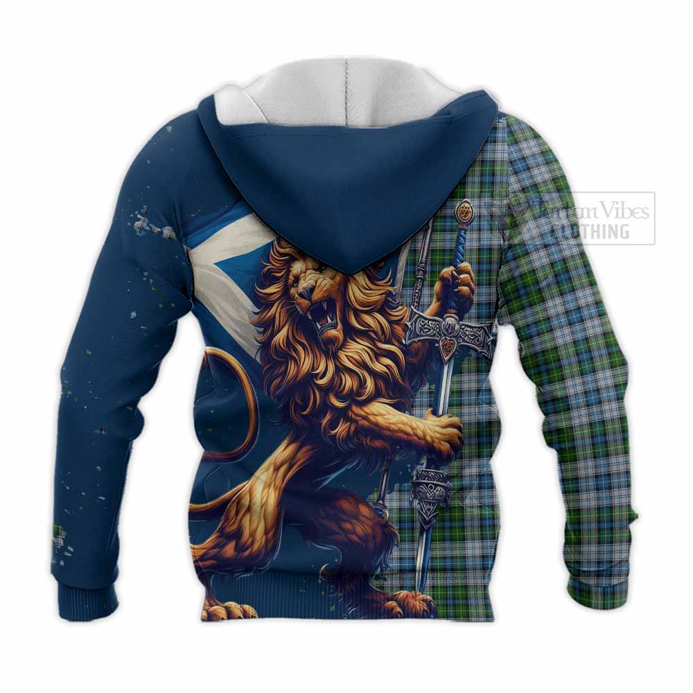 Tartan Vibes Clothing MacNeil (McNeil) Tartan Family Crest Knitted Hoodie with Scottish Majestic Lion