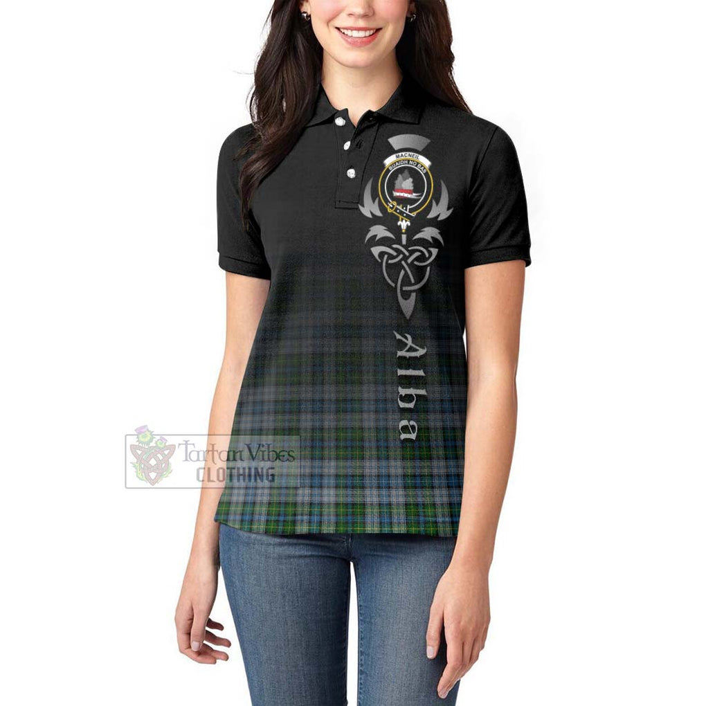 Tartan Vibes Clothing MacNeil (McNeil) Tartan Women's Polo Shirt Featuring Alba Gu Brath Family Crest Celtic Inspired