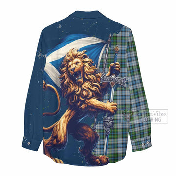 MacNeil (McNeil) Tartan Family Crest Women's Casual Shirt with Scottish Majestic Lion