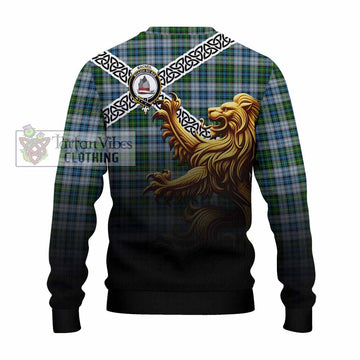 MacNeil (McNeil) Crest Tartan Knitted Sweater with Golden Lion Emblem Celtic Style - Tartan Vibes Clothing