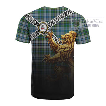 MacNeil (McNeil) Crest Tartan Cotton T-shirt with Golden Lion Emblem Celtic Style - Tartan Vibes Clothing