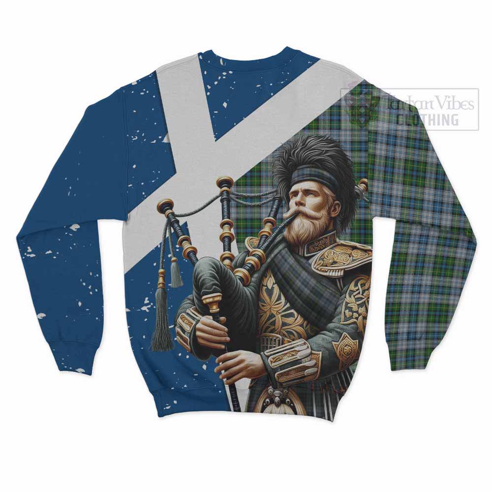 Tartan Vibes Clothing MacNeil (McNeil) Tartan Sweatshirt with Family Crest Scottish Bagpiper Vibes