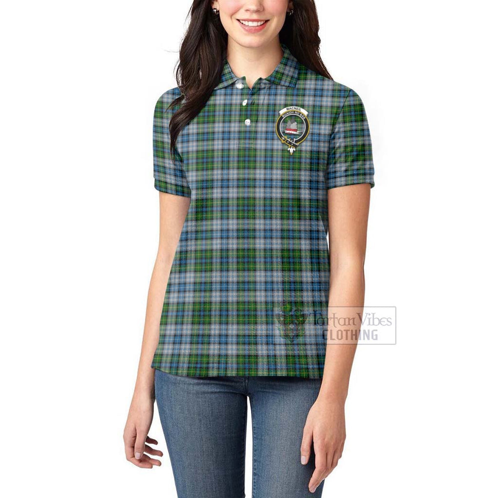 Tartan Vibes Clothing MacNeil (McNeil) Tartan Women's Polo Shirt with Family Crest Celtic Skull Style