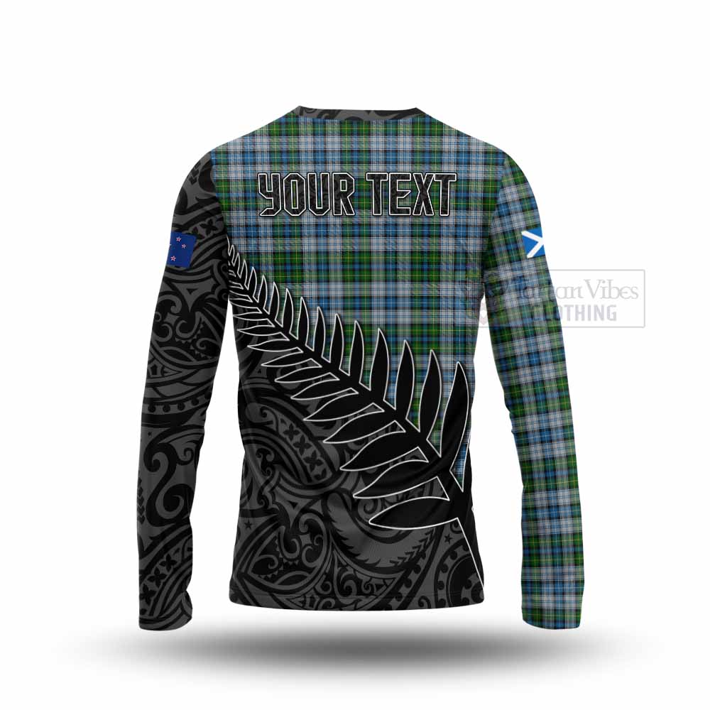 Tartan Vibes Clothing MacNeil (McNeil) Crest Tartan Long Sleeve T-Shirt with New Zealand Silver Fern Half Style