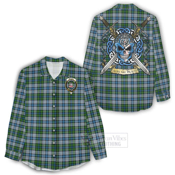 MacNeil (McNeil) Tartan Women's Casual Shirt with Family Crest Celtic Skull Style