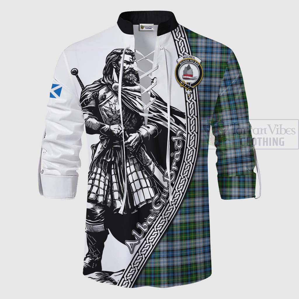 Tartan Vibes Clothing MacNeil (McNeil) Tartan Clan Crest Ghillie Kilt Shirt with Highlander Warrior Celtic Style