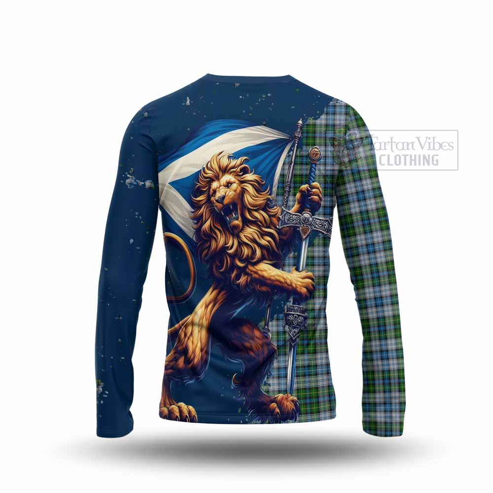 Tartan Vibes Clothing MacNeil (McNeil) Tartan Family Crest Long Sleeve T-Shirt with Scottish Majestic Lion