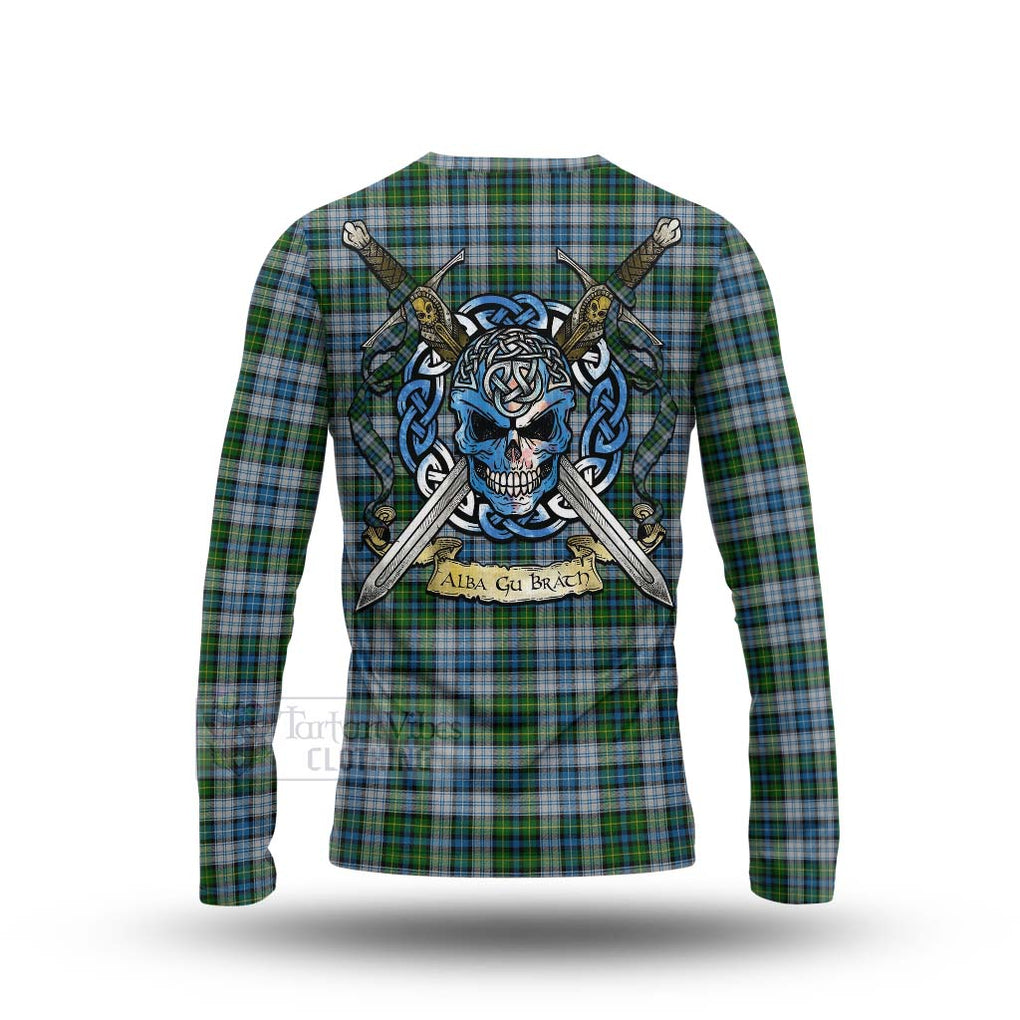 Tartan Vibes Clothing MacNeil (McNeil) Tartan Long Sleeve T-Shirt with Family Crest Celtic Skull Style