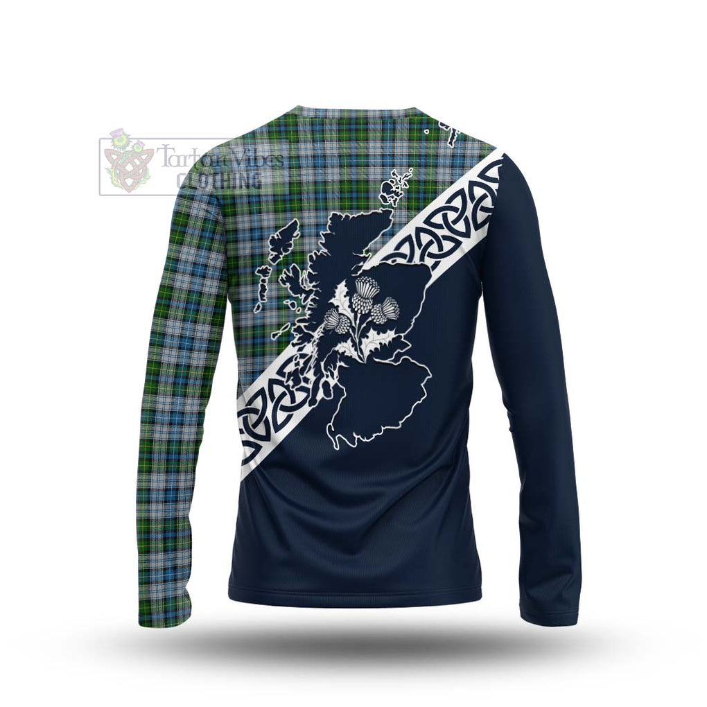 Tartan Vibes Clothing MacNeil (McNeil) Tartan Long Sleeve T-Shirt Featuring Thistle and Scotland Map