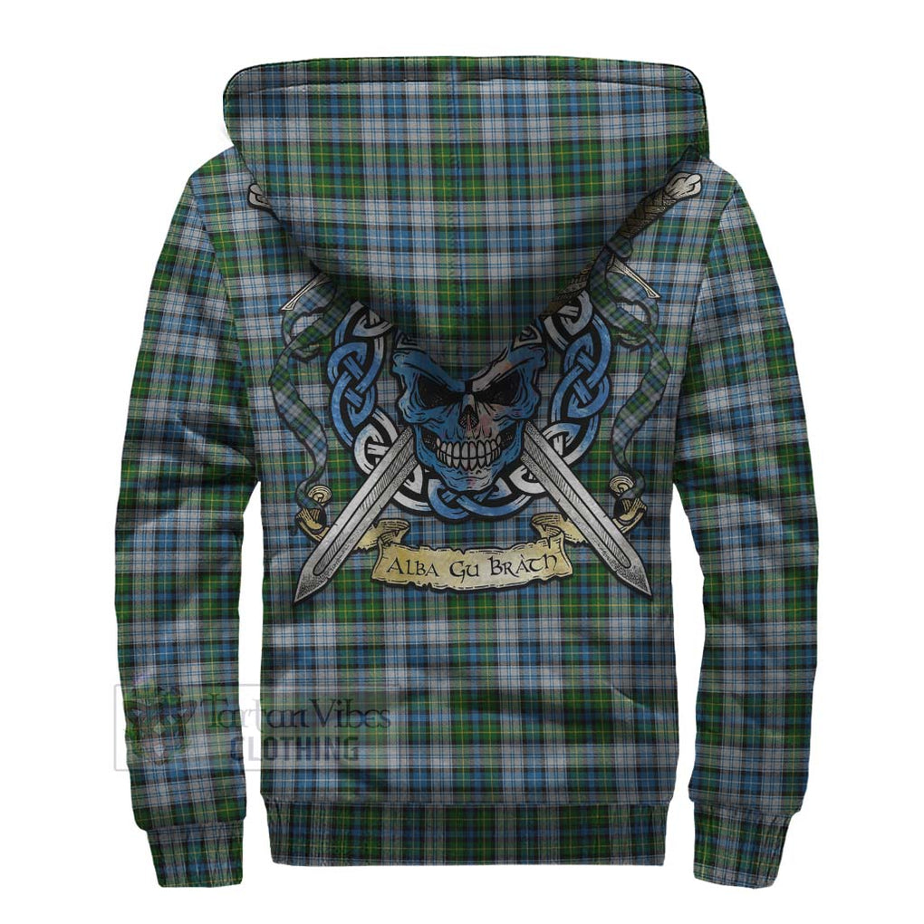 Tartan Vibes Clothing MacNeil (McNeil) Tartan Sherpa Hoodie with Family Crest Celtic Skull Style