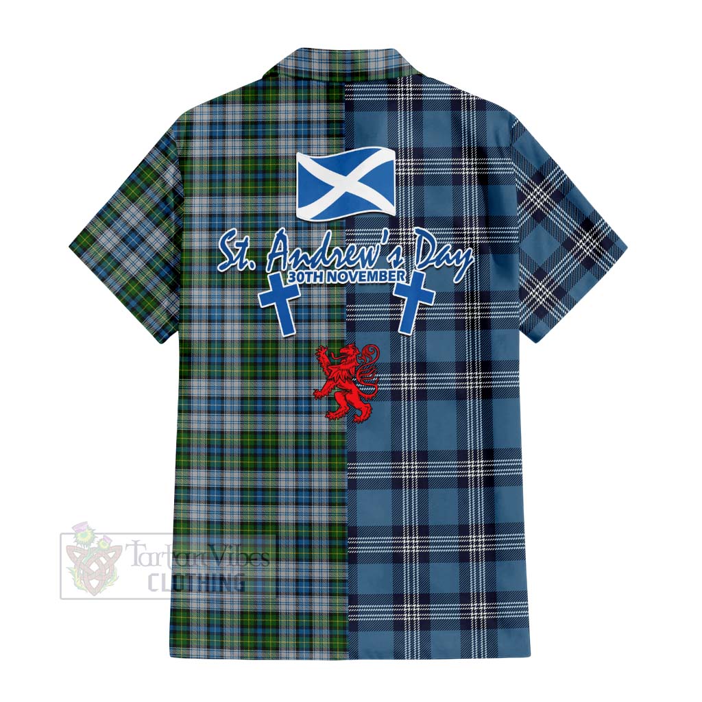 Tartan Vibes Clothing MacNeil (McNeil) Tartan Short Sleeve Button Shirt Happy St. Andrew's Day Half Tartan Style