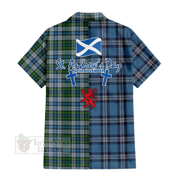 MacNeil (McNeil) Tartan Short Sleeve Button Shirt Happy St. Andrew's Day Half Tartan Style