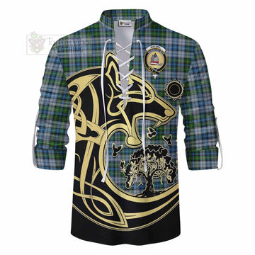 MacNeil (McNeil) Tartan Ghillie Kilt Shirt with Family Crest Celtic Wolf Style