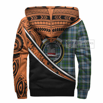 MacNeil (McNeil) Crest Tartan Sherpa Hoodie with Polynesian Vibes Style - Orange Version