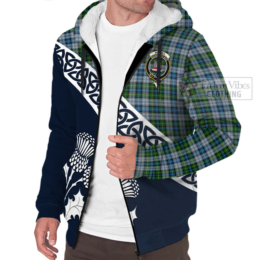 Tartan Vibes Clothing MacNeil (McNeil) Tartan Sherpa Hoodie Featuring Thistle and Scotland Map