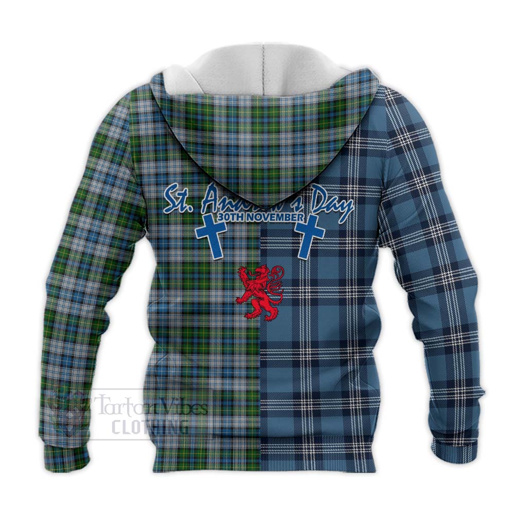 Tartan Vibes Clothing MacNeil (McNeil) Tartan Knitted Hoodie Happy St. Andrew's Day Half Tartan Style