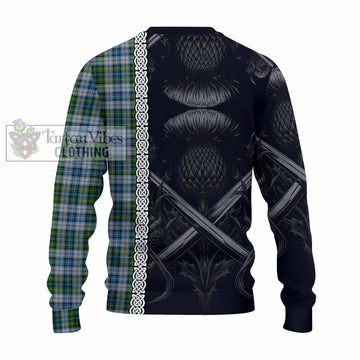 MacNeil (McNeil) Tartan Knitted Sweater with Family Crest Cross Sword Thistle Celtic Vibes