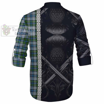 MacNeil (McNeil) Tartan Ghillie Kilt Shirt with Family Crest Cross Sword Thistle Celtic Vibes