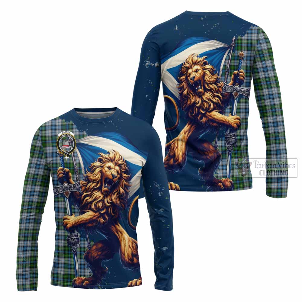 Tartan Vibes Clothing MacNeil (McNeil) Tartan Family Crest Long Sleeve T-Shirt with Scottish Majestic Lion