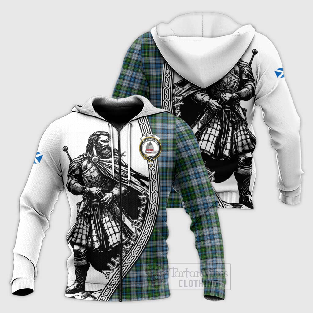 Tartan Vibes Clothing MacNeil (McNeil) Tartan Clan Crest Knitted Hoodie with Highlander Warrior Celtic Style