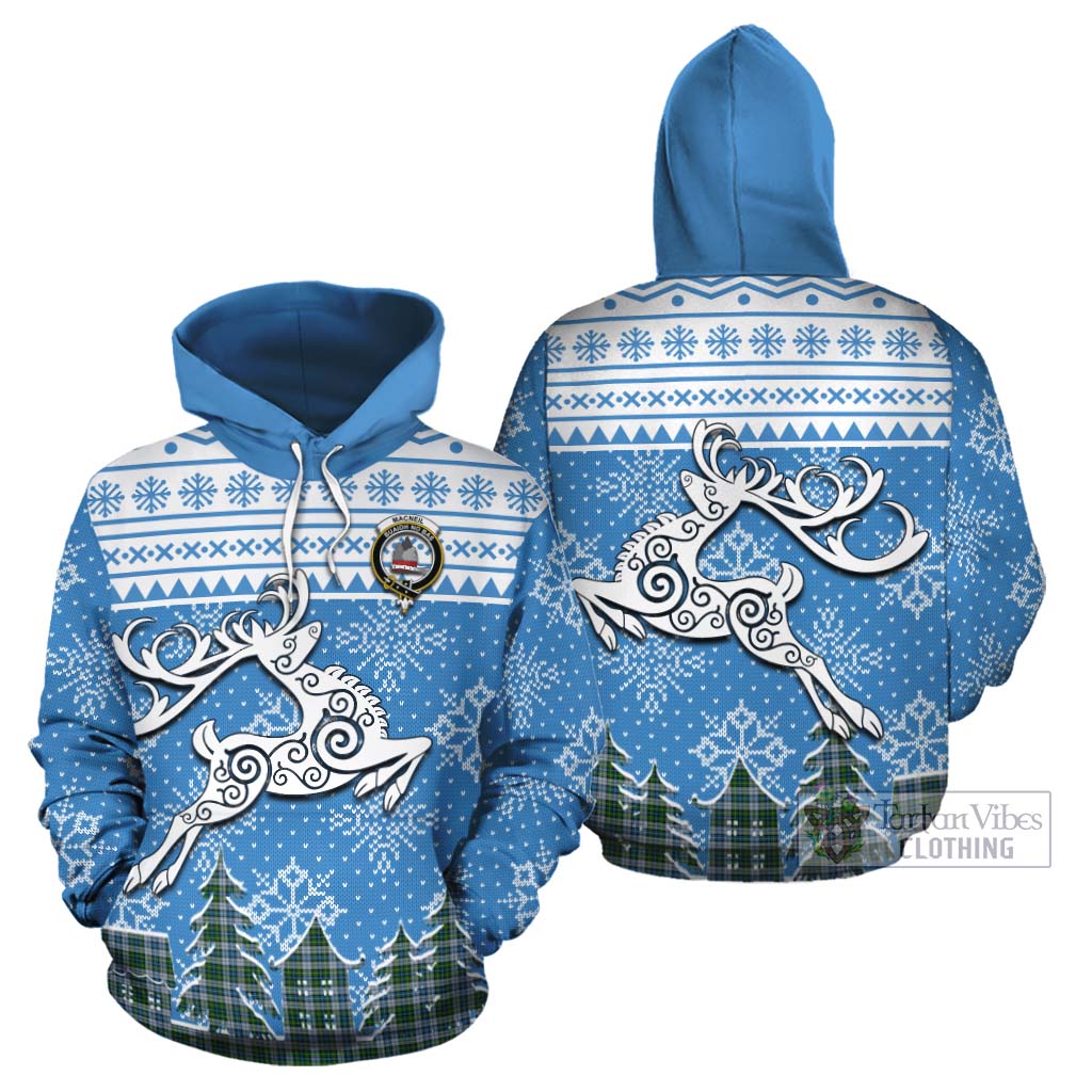 Tartan Vibes Clothing MacNeil (McNeil) Clan Christmas Cotton Hoodie Celtic Reindeer Style