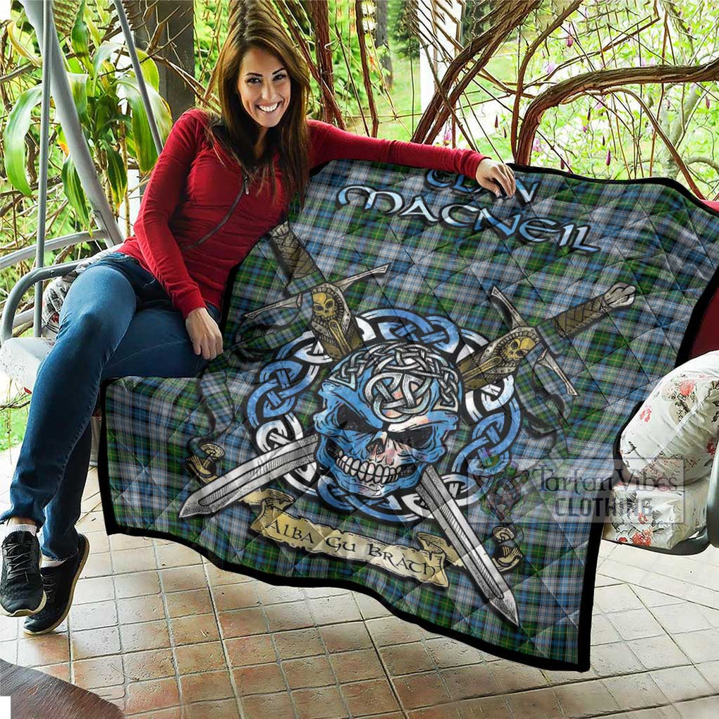 Tartan Vibes Clothing MacNeil (McNeil) Tartan Quilt with Celtic Skull Alba Gu Brath Style