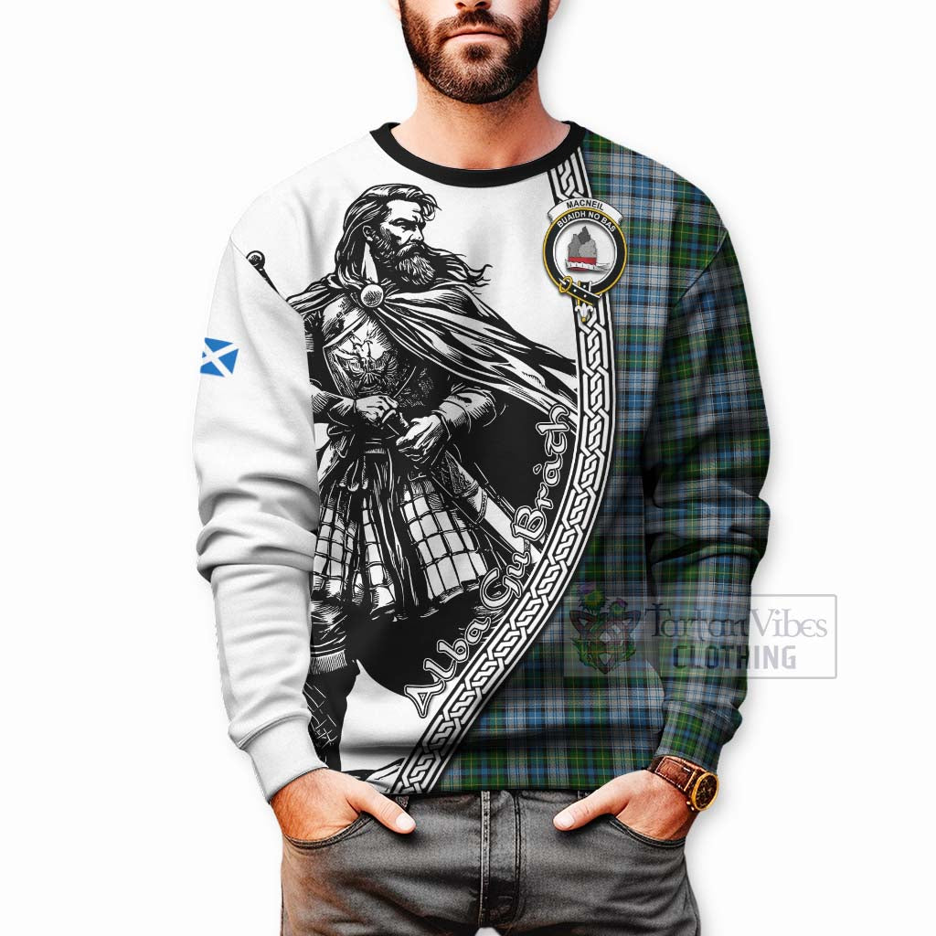 Tartan Vibes Clothing MacNeil (McNeil) Tartan Clan Crest Sweatshirt with Highlander Warrior Celtic Style