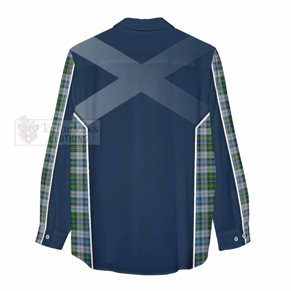 Tartan Vibes Clothing MacNeil (McNeil) Tartan Women's Casual Shirt with Family Crest and Lion Rampant Vibes Sport Style