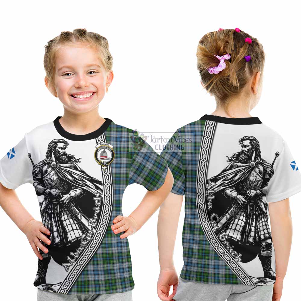 MacNeil (McNeil) Tartan Clan Crest Kid T-Shirt with Highlander Warrior Celtic Style - Tartan Vibes Clothing