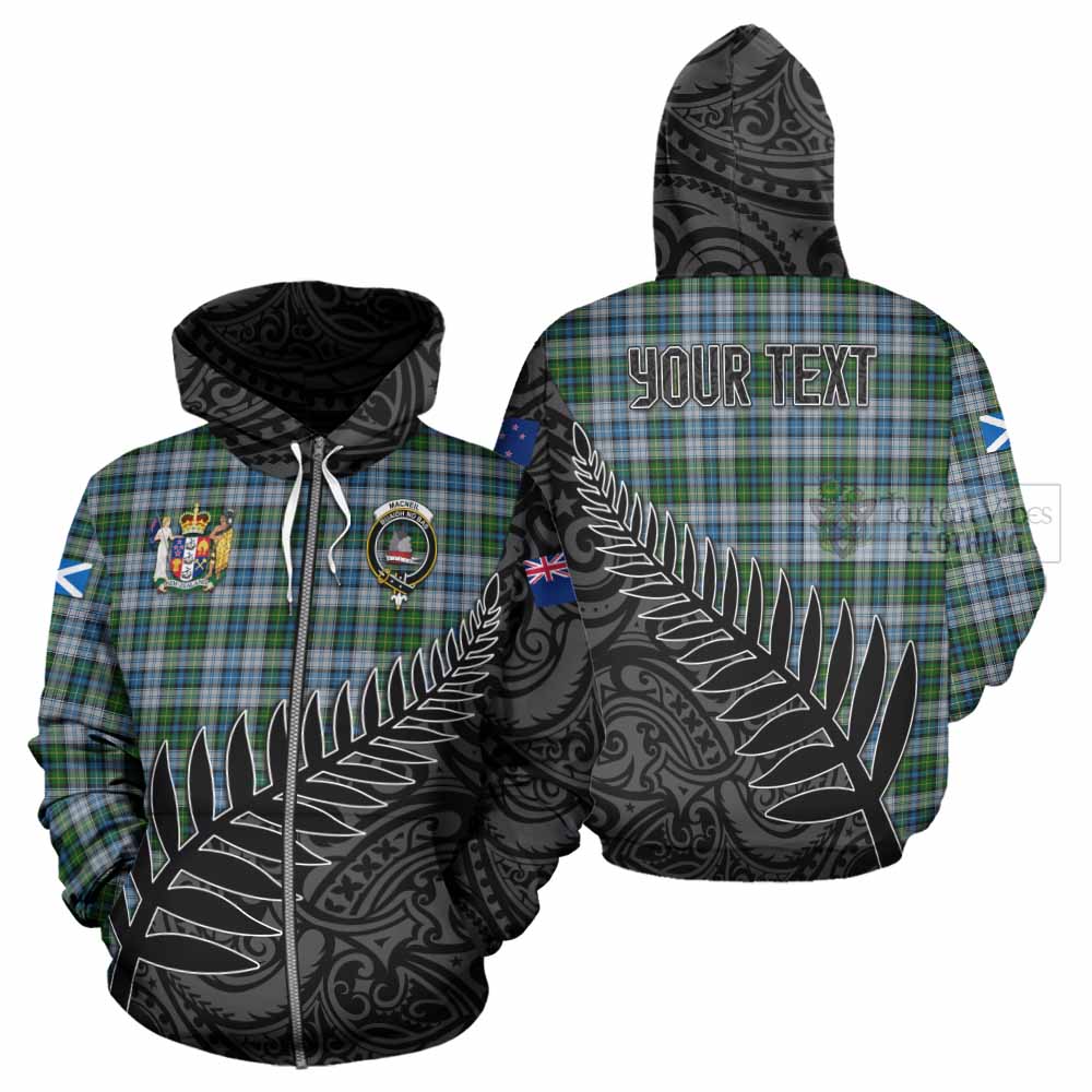 Tartan Vibes Clothing MacNeil (McNeil) Crest Tartan Hoodie with New Zealand Silver Fern Half Style