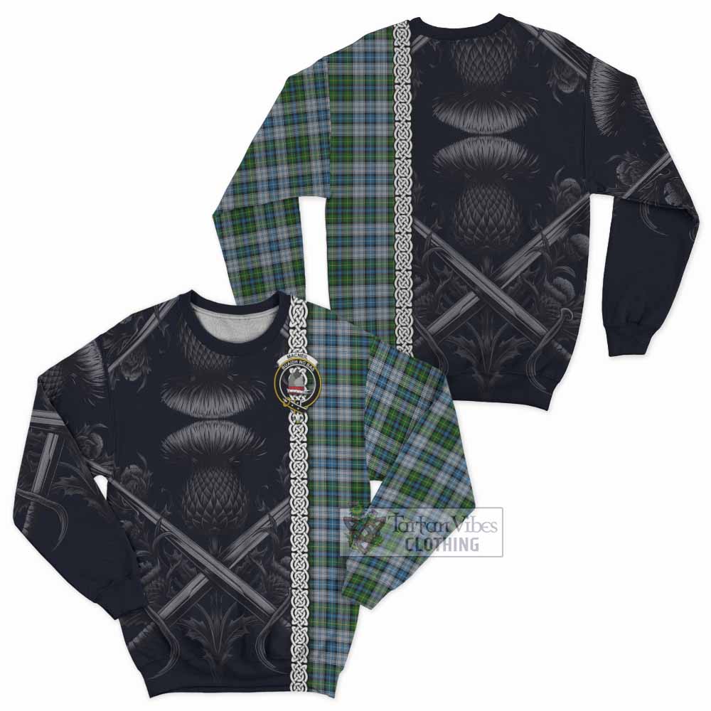 Tartan Vibes Clothing MacNeil (McNeil) Tartan Sweatshirt with Family Crest Cross Sword Thistle Celtic Vibes