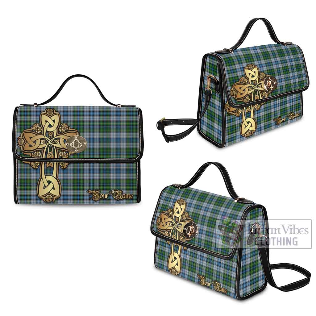 Tartan Vibes Clothing MacNeil (McNeil) Tartan Waterproof Canvas Bag Golden Thistle Celtic Cross Style