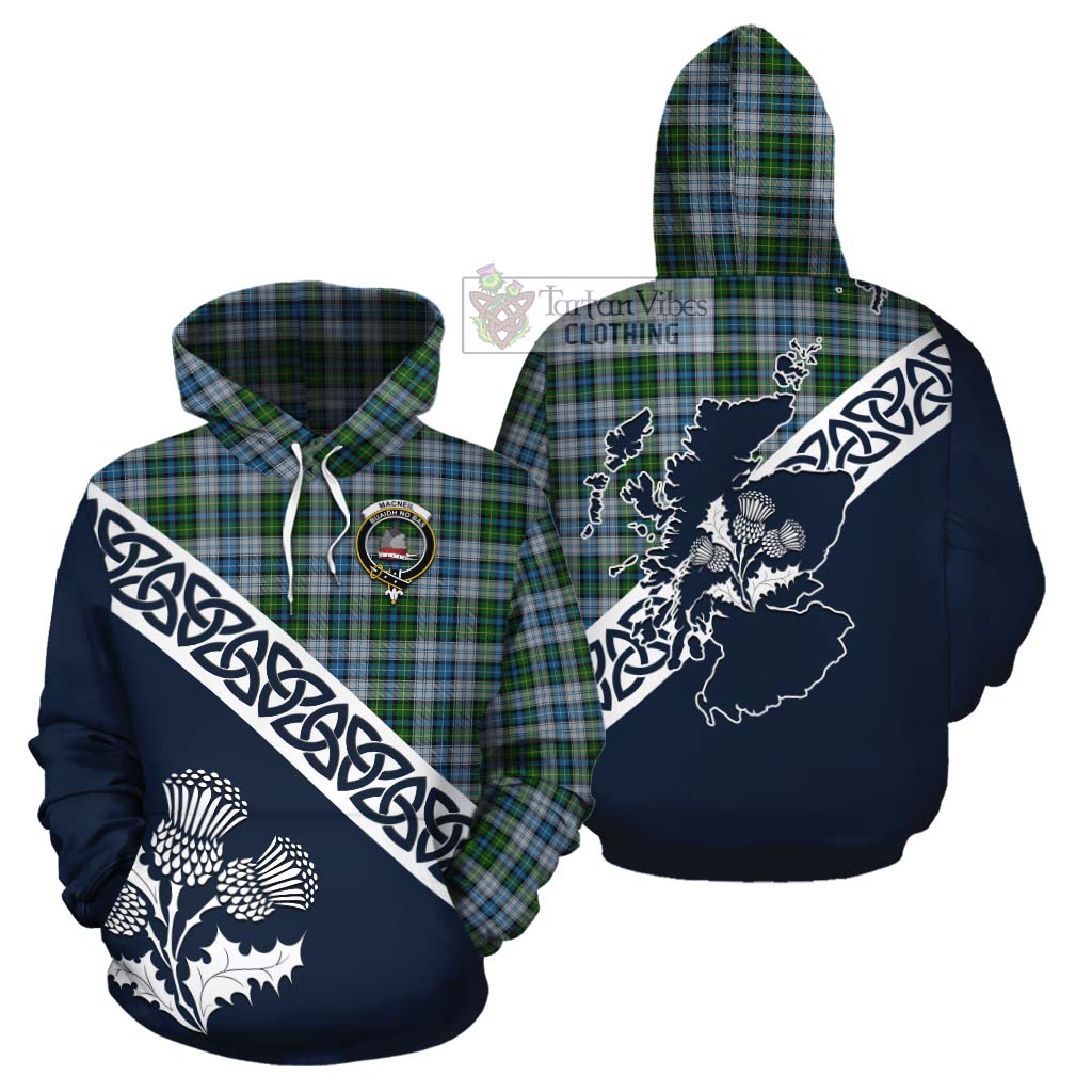 Tartan Vibes Clothing MacNeil (McNeil) Tartan Cotton Hoodie Featuring Thistle and Scotland Map