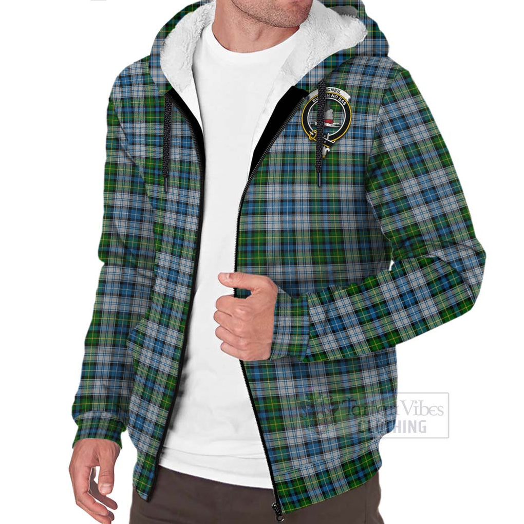 Tartan Vibes Clothing MacNeil (McNeil) Tartan Sherpa Hoodie with Family Crest Celtic Skull Style