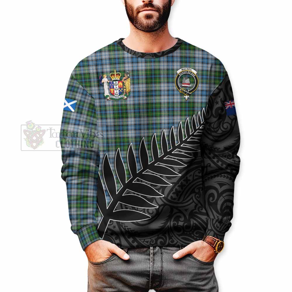 Tartan Vibes Clothing MacNeil (McNeil) Crest Tartan Sweatshirt with New Zealand Silver Fern Half Style