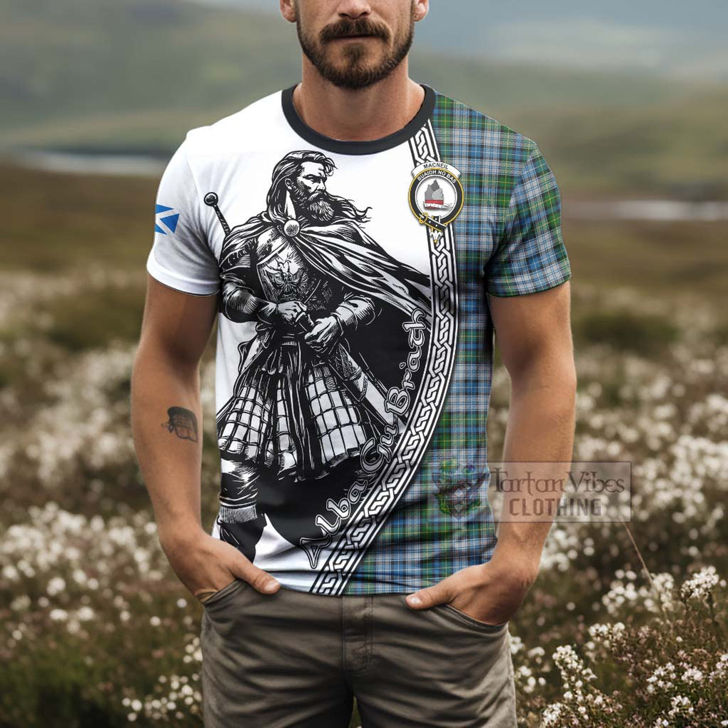 Tartan Vibes Clothing MacNeil (McNeil) Tartan Clan Crest T-Shirt with Highlander Warrior Celtic Style