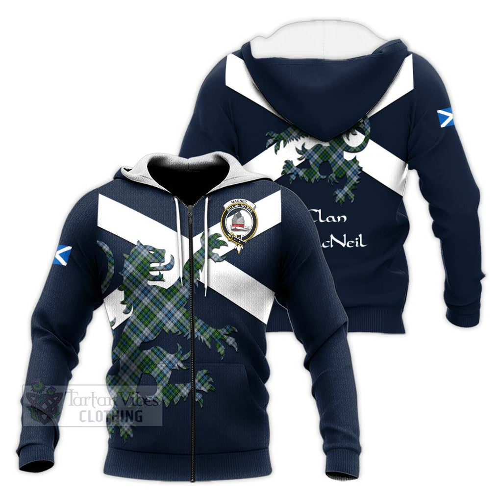 Tartan Vibes Clothing MacNeil (McNeil) Tartan Lion Rampant Knitted Hoodie – Proudly Display Your Heritage with Alba Gu Brath and Clan Name