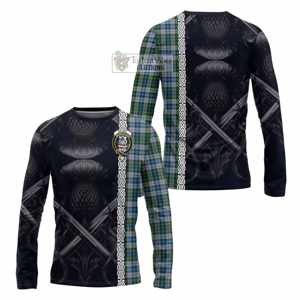 Tartan Vibes Clothing MacNeil (McNeil) Tartan Long Sleeve T-Shirt with Family Crest Cross Sword Thistle Celtic Vibes