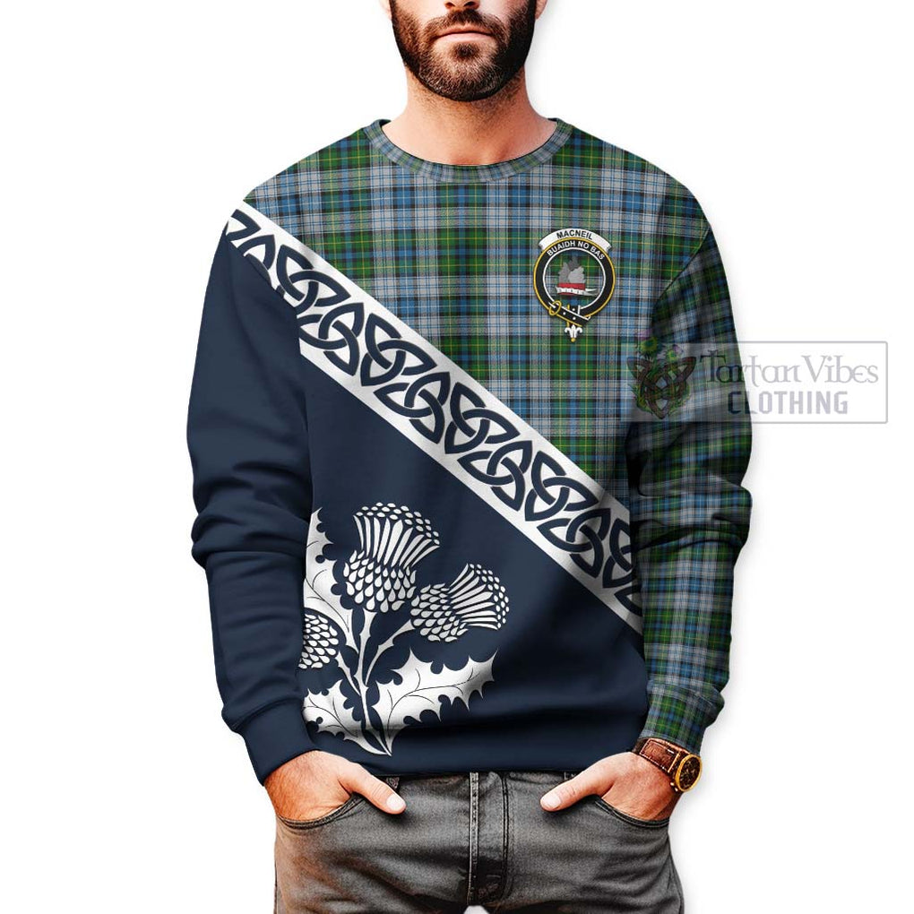 Tartan Vibes Clothing MacNeil (McNeil) Tartan Sweatshirt Featuring Thistle and Scotland Map